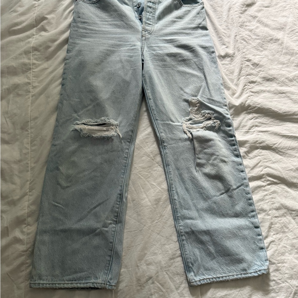 Levi's Light Blue Distressed Straight-Leg Jeans